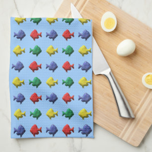 Colourful Fish Pattern Hand Towel