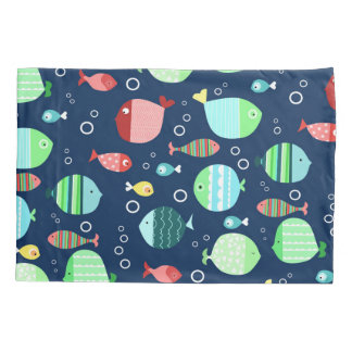 Colourful fish pattern pillowcase