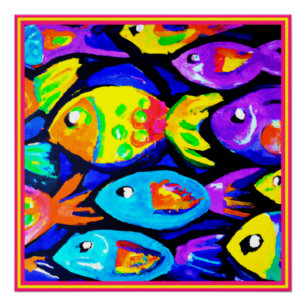 Colourful Fish Patterns Art. Buy Now Poster