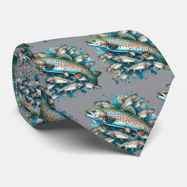 Colourful Fish Print Tie (Rolled)