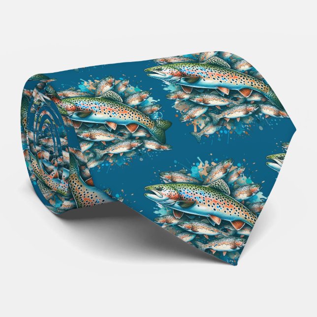 Colourful Fish Print Tie (Rolled)