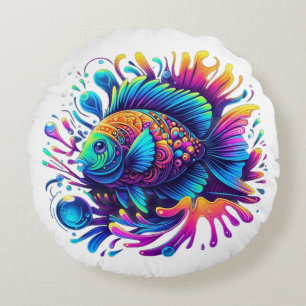 Colourful Fish Round Cushion