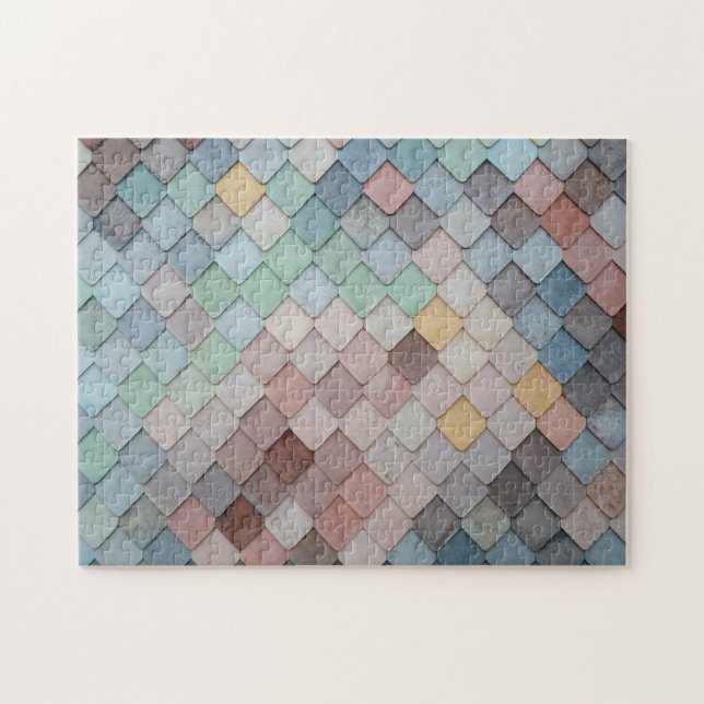 Colourful Fish Scale Tiles Abstract Photo Jigsaw Puzzle (Horizontal)