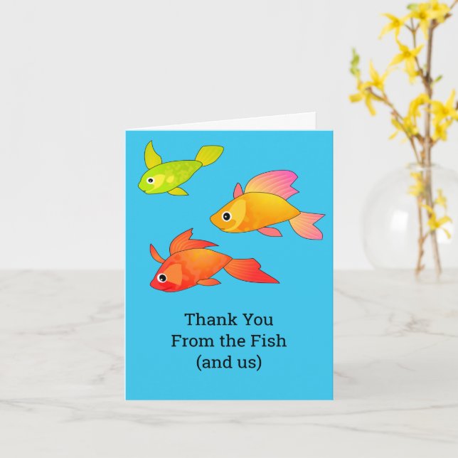Colourful Fish Thank You with Custom Text / Photo Card (Yellow Flower)