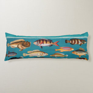 Colourful Fish Under Blue Ocean Water Body Cushion