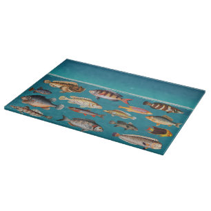 Colourful Fish Under Blue Ocean Water Cutting Board