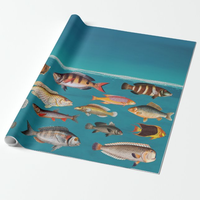Colourful Fish Under Blue Ocean Water Wrapping Paper (Unrolled)