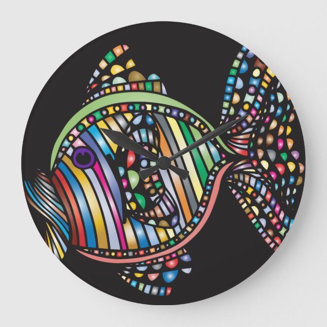Colourful Fish Wall Clock (Front)