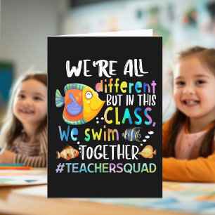 Colourful Fish We're All Different We Swim Teacher Thank You Card