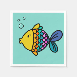 Colourful Fish with Blue Background Napkins