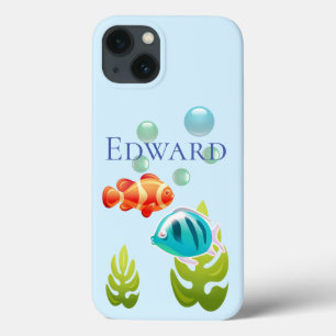 Colourful Fish with Bubbles & Seaweed iPhone 13 Case