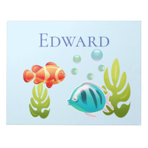 Colourful Fish with Bubbles & Seaweed Notepad