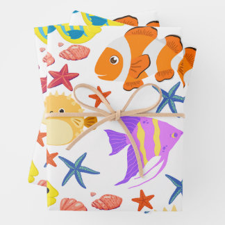 Colourful Fish  Wrapping Paper Sheet