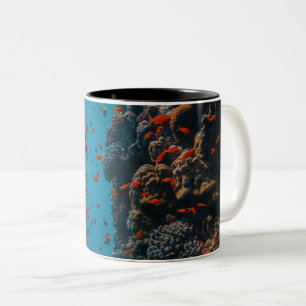 Colourful Fishes And Reefs Two-Tone Coffee Mug