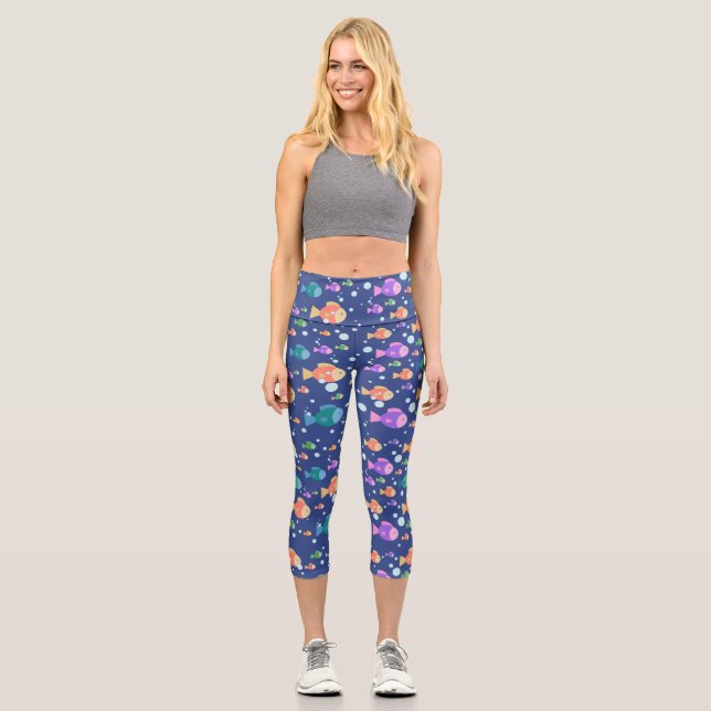 Colourful fishes underwater capri leggings (Front)