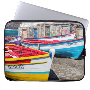 Colourful Fishing Boats, Cape Verde Laptop Sleeve