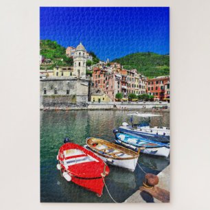 Colourful Fishing Boats Cinque Terre Italy Travel Jigsaw Puzzle