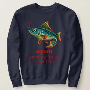 Colourful Fishing Design with Name Sweatshirt