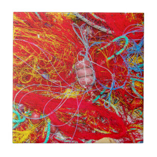 Colourful fishing nets ceramic tile