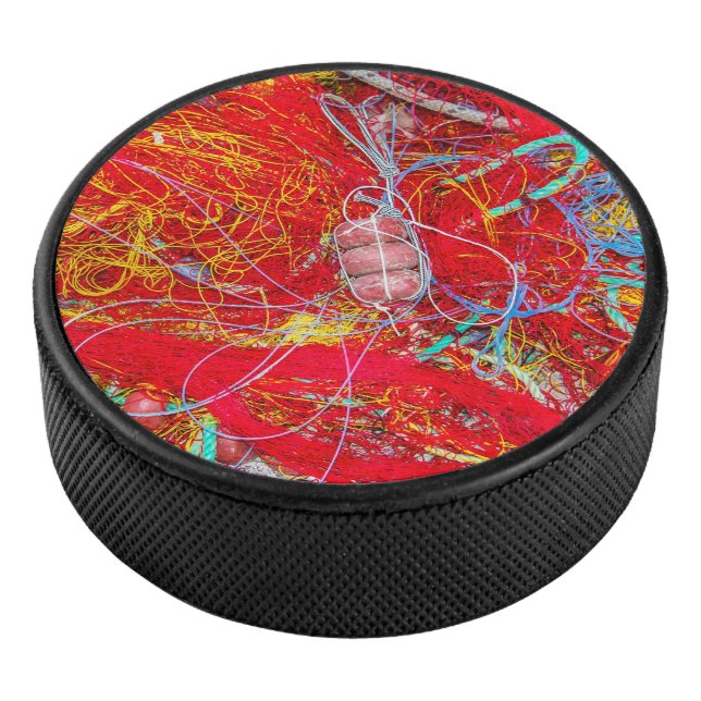Colourful fishing nets hockey puck (3/4)