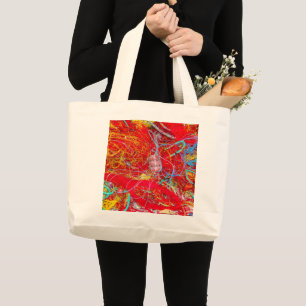 Colourful fishing nets large tote bag