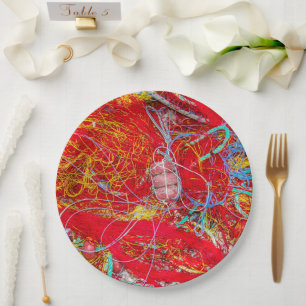 Colourful fishing nets paper plate