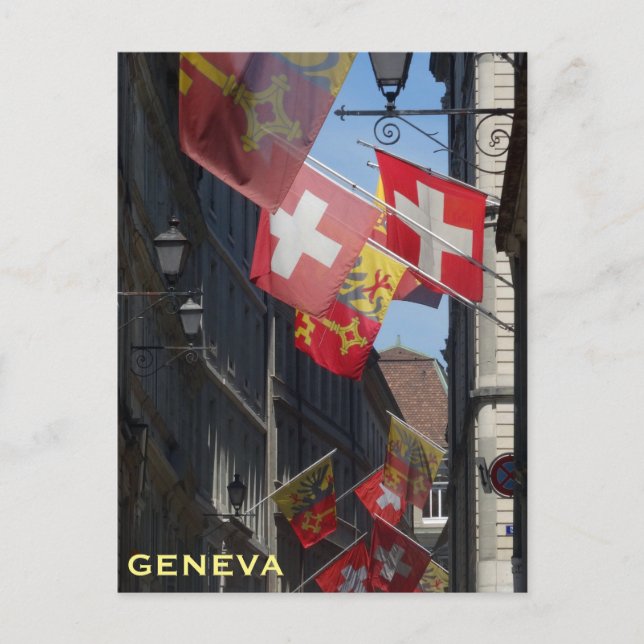 Colourful Flags in Geneva, Switzerland Postcard (Front)