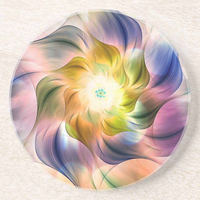 Colourful Flame Floral  Coaster (Front)