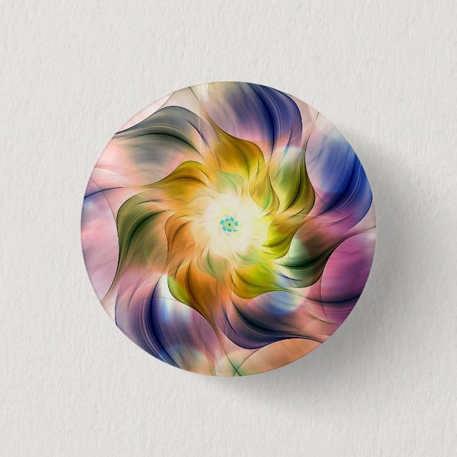 Colourful Flame Fractal Flower  3 Cm Round Badge (Front)