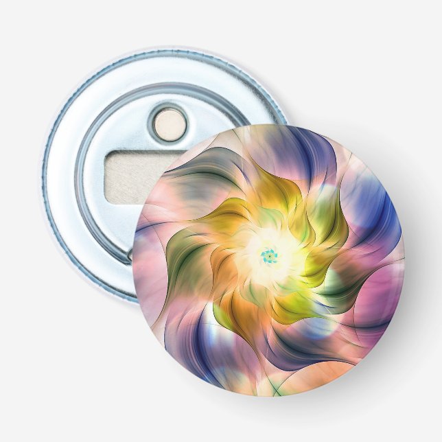 Colourful Flame Fractal Flower Bottle Opener (Front)