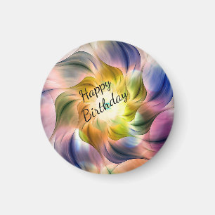 Colourful Flame Fractal Flower Magnet