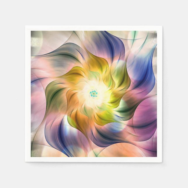 Colourful Flame Fractal Flower  Napkin (Front)