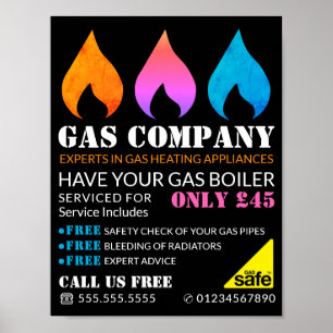 Colourful Flames, Gas Engineer & Supplier Advert Poster