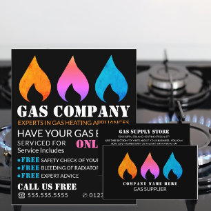 Colourful Flames, Gas Engineer & Supplier Business Card