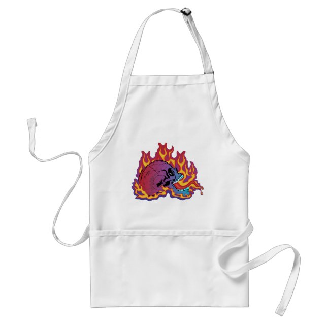 Colourful Flaming Skull Standard Apron (Front)
