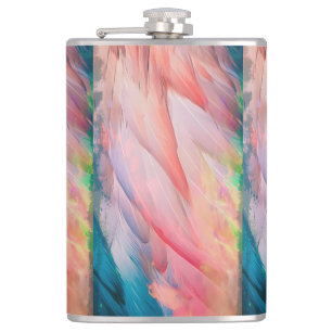 Colourful Flamingo Feathers  Hip Flask