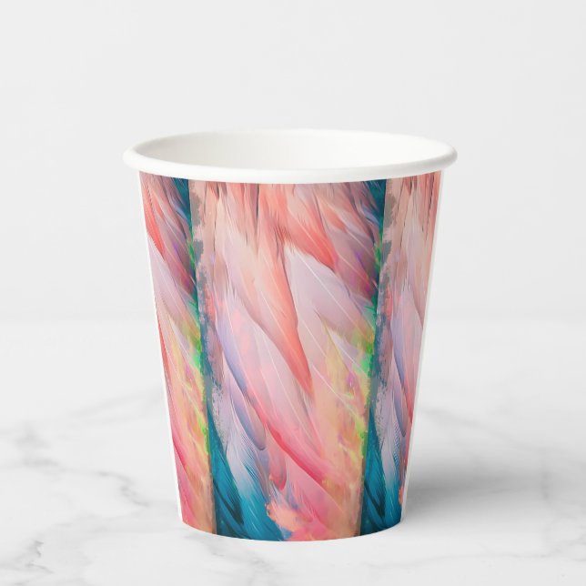 Colourful Flamingo Feathers Paper Cups (Front)