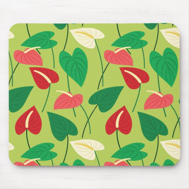Colourful flamingo flowers pattern mouse pad (Front)