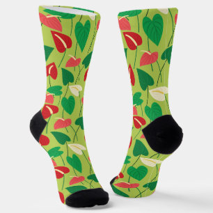 Colourful flamingo flowers pattern socks