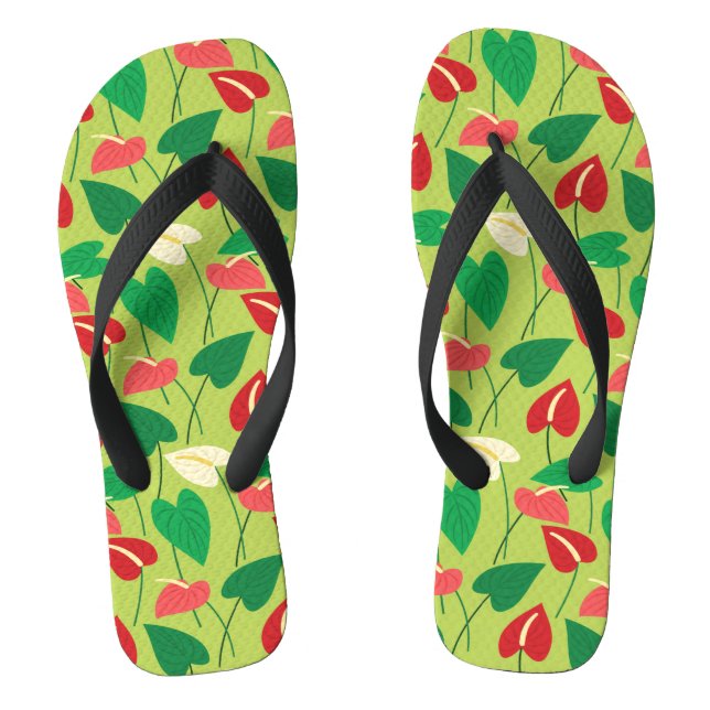 Colourful flamingo flowers pattern thongs (Footbed)