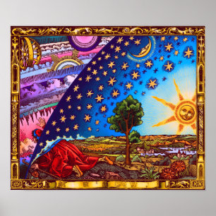 Colourful Flammarion Dome Poster (with border)