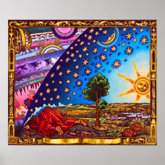 Colourful Flammarion Dome Poster (with border)