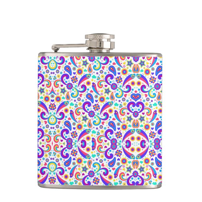 Colourful flask with intricate floral and geometri (Front)