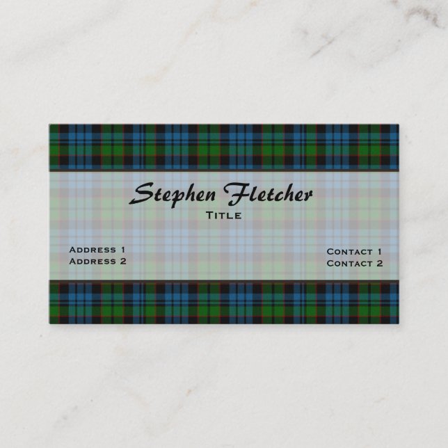 Colourful Fletcher Plaid Custom Business Card (Front)