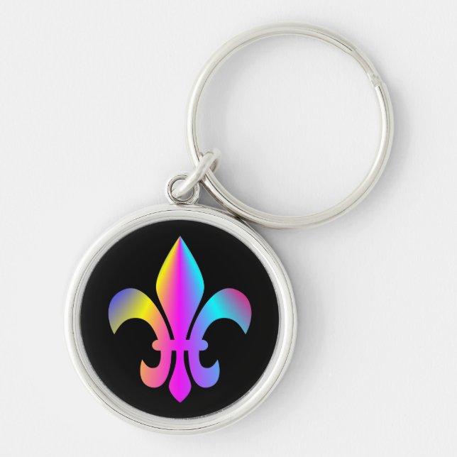 Colourful Fleur de Lis Key Ring (Front)