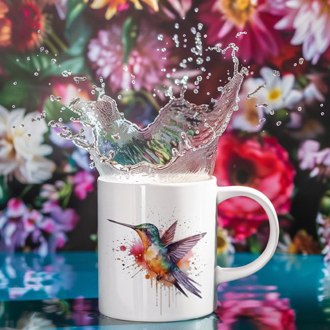 Colourful Flight, watercolor hummingbird  Coffee Mug (Creator Uploaded)