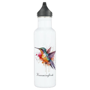 Colourful Flight, watercolor hummingbird custom 710 Ml Water Bottle