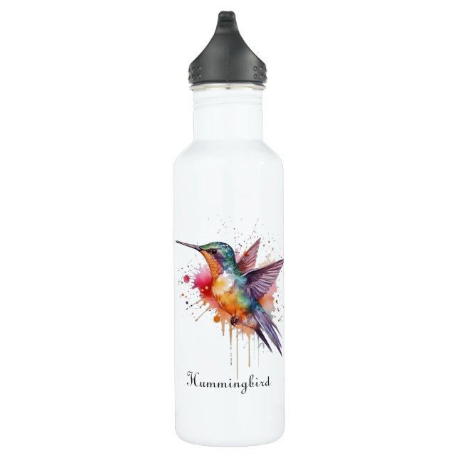 Colourful Flight, watercolor hummingbird custom 710 Ml Water Bottle (Right)