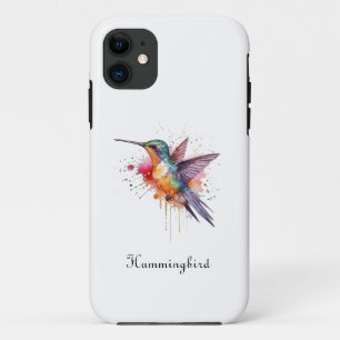 Colourful Flight, watercolor hummingbird custom iPhone 11 Case