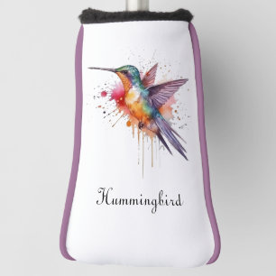 Colourful Flight, watercolor hummingbird custom Golf Head Cover